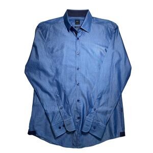 Hugo Boss “Simon_12” Denim/Chambray Button‑Up Long Sleeve Shirt